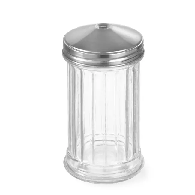 HENDI Set van 6 glazen suikerstrooiers – roestvrijstalen deksel – 0,355L – Ø75x(H)147mm