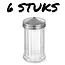 HENDI Set van 6 glazen suikerstrooiers – roestvrijstalen deksel – 0,355L – Ø75x(H)147mm