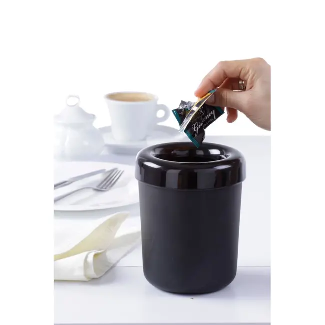 HENDI Tafelafvalbak of bestekhouder – zwart – melamine – Ø130x(H)160 mm