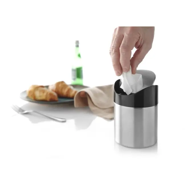HENDI Compact tafelafvalbakje – roestvast staal – met kanteldeksel – ⌀95x(H)130mm