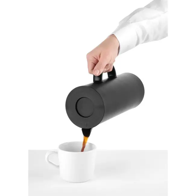 HENDI Isoleerkan – 1L – Strak sluitend deksel – Dubbelwandig glas – Zwart