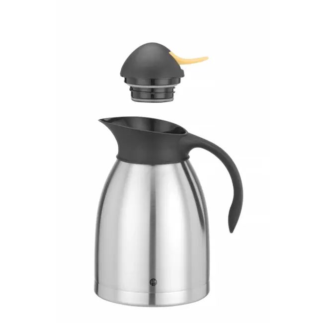 HENDI Dubbelwandige isoleerkan – 1,5L – roestvast staal – gele drukdop