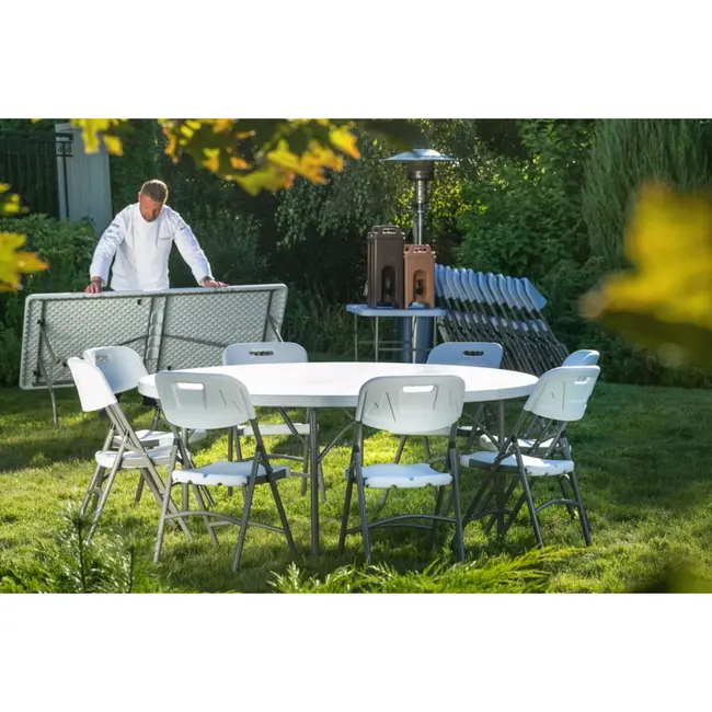 HENDI Inklapbare stoel – Belastbaar tot 180 kg – Wit – 540x440x x(H)840 mm