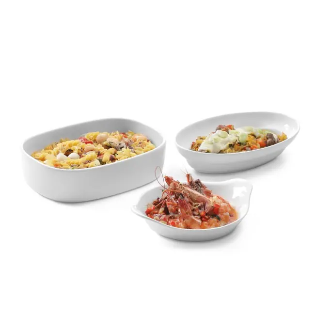 HENDI Ondiepe ovenschaal – porselein – thermoshock bestendig – 253x164x54 mm – roomwit