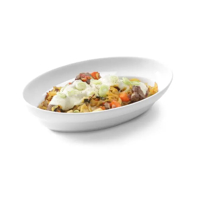 HENDI Ondiepe ovenschaal – porselein – thermoshock bestendig – 253x164x54 mm – roomwit