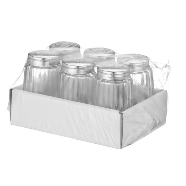 HENDI Zoutstrooiers – Set van 6 – Glas en roestvrij staal – Klassiek ontwerp – Ø40x70 mm