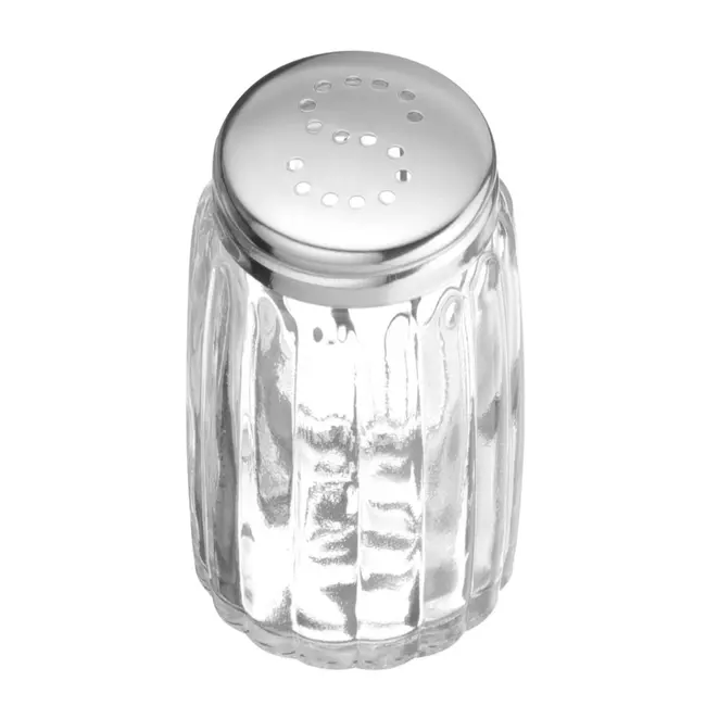 HENDI Zoutstrooiers – Set van 6 – Glas en roestvrij staal – Klassiek ontwerp – Ø40x70 mm