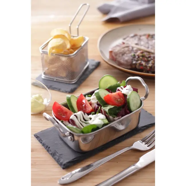 HENDI Snackpan van RVS voor serveren aan tafel, 196 x 95 x 70 mm