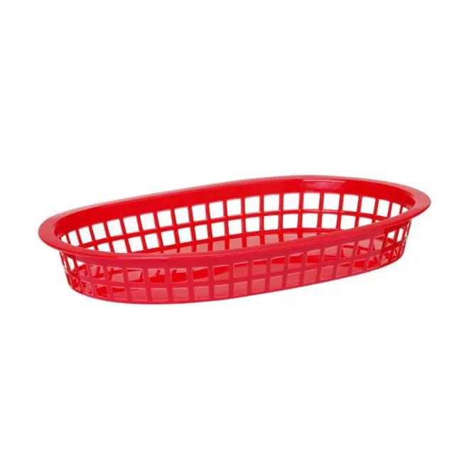 HENDI Serveermanden fastfoodstijl – set van 6 – rood – 275x175x38 mm – stapelbaar en vaatwasmachinebestendig