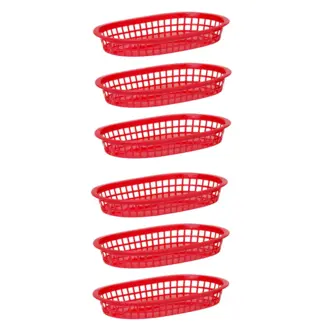 HENDI Serveermanden fastfoodstijl – set van 6 – rood – 275x175x38 mm – stapelbaar en vaatwasmachinebestendig