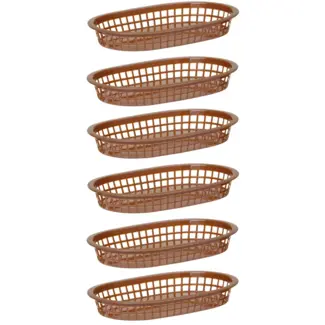 HENDI Serveermanden fastfoodstijl – set van 6 – bruin – 275x175x38 mm – stapelbaar en vaatwasmachinebestendig