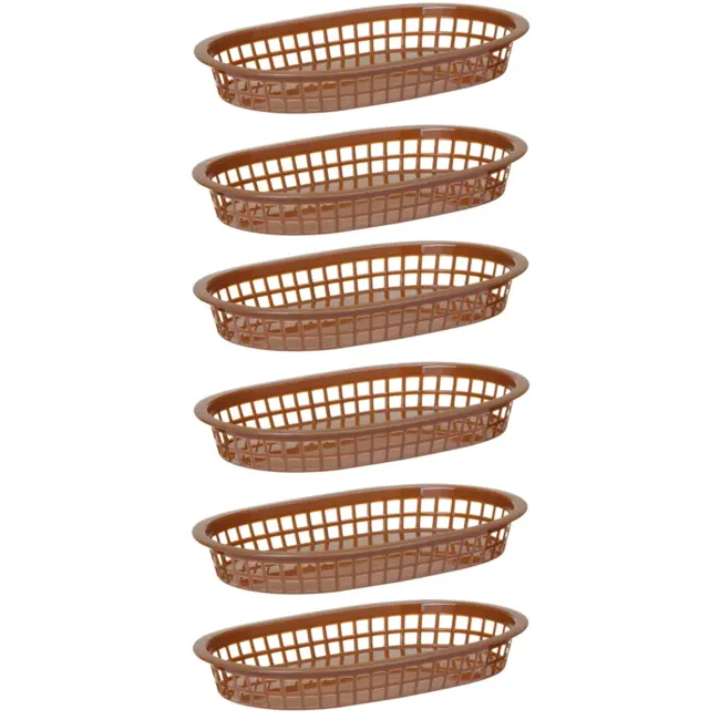 HENDI Serveermanden fastfoodstijl – set van 6 – bruin – 275x175x38 mm – stapelbaar en vaatwasmachinebestendig