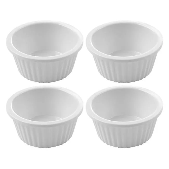 HENDI Set van 4 geribbelde ramekins – 35 ml – stootvast en vaatwasserbestendig
