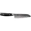 Yaxell Ran Santoku Koksmes 16,5cm met Kuiltjes – 69 Lagen Damaststaal – VG10 Staal – 61 HRC – Canvas-Micarta Heft