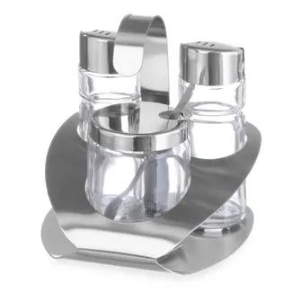 HENDI 3-delige menageset – roestvast staal – matte afwerking – 100x95x x(H)115mm