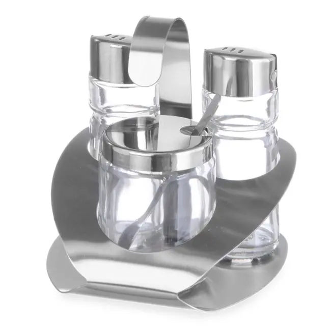 HENDI 3-delige menageset – roestvast staal – matte afwerking – 100x95x x(H)115mm