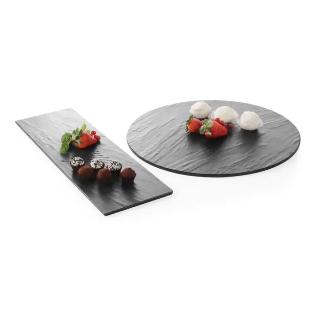 HENDI Rond plateau – leisteen en graniet look – ⌀430 mm – vaatwasserbestendig