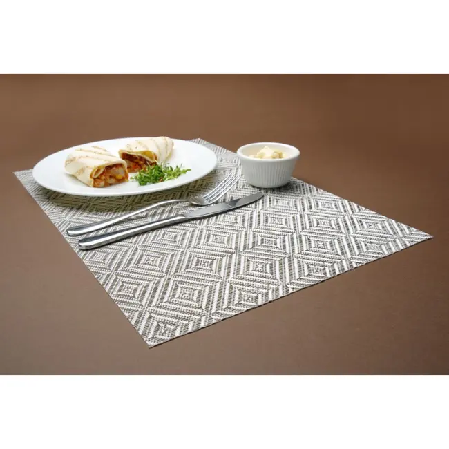 HENDI Geometrisch patroon – placemats – antislip – flexibel – set van 6 – zilver – 450x300 mm
