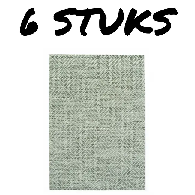 HENDI Set van 6 placemats – geometrisch patroon – antislip – groen – 450x300 mm