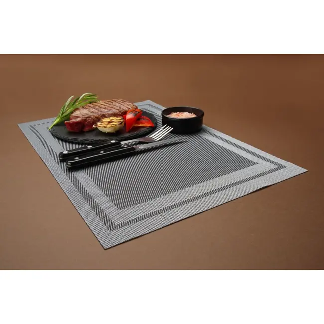 HENDI Set van 6 geweven placemats – antislip – grafiet – 450x300 mm