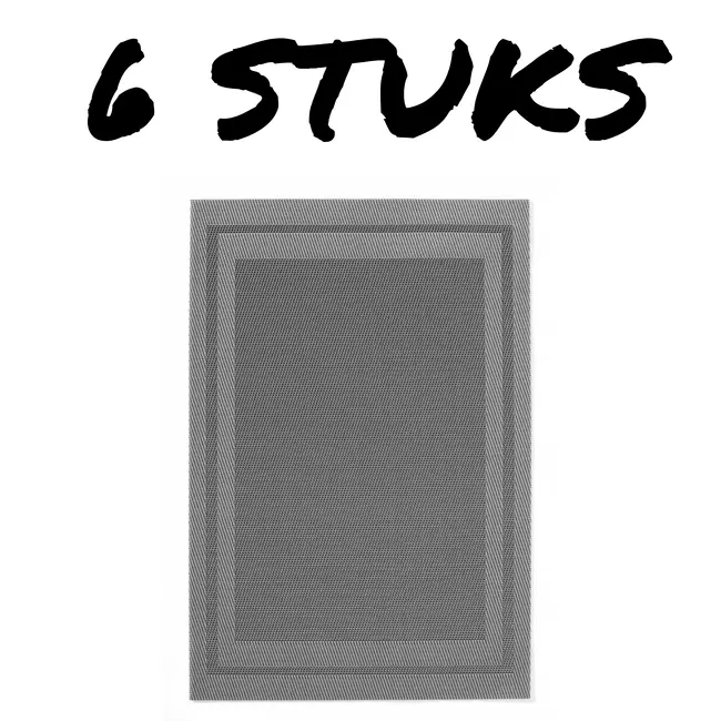 HENDI Set van 6 geweven placemats – antislip – grafiet – 450x300 mm