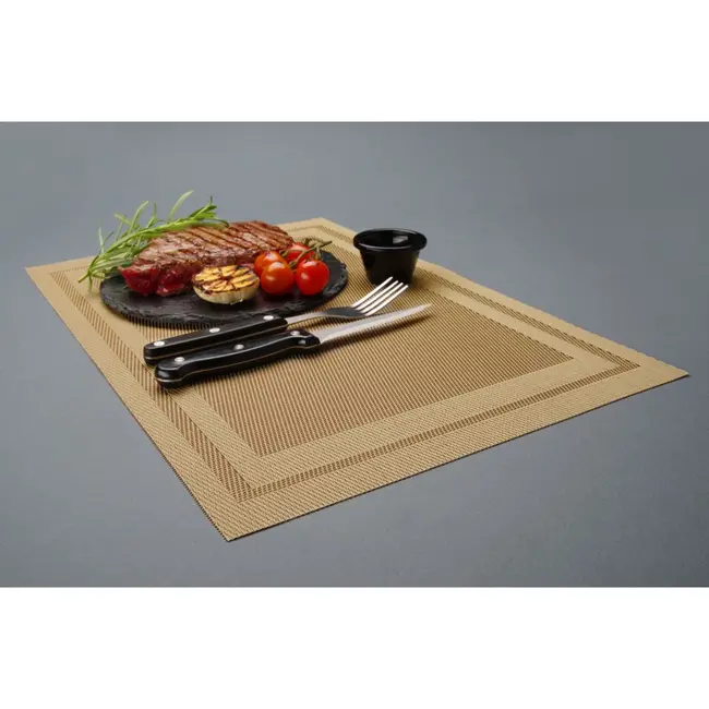 HENDI Set van 6 geweven placemats – antislip – flexibel – beige – 450x300 mm