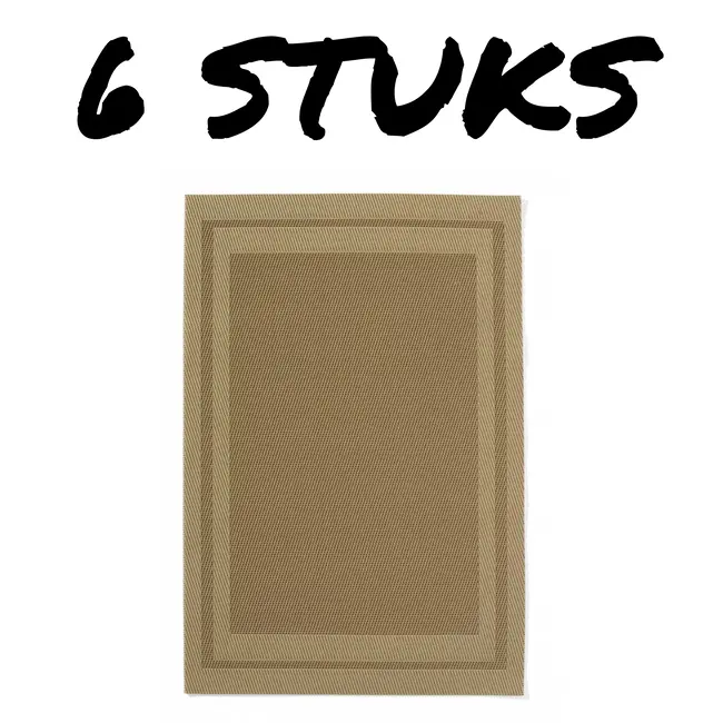 HENDI Set van 6 geweven placemats – antislip – flexibel – beige – 450x300 mm