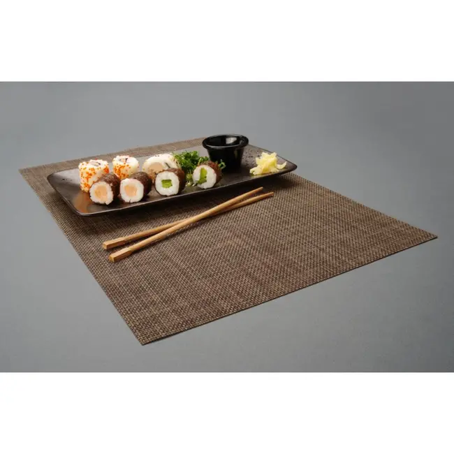 HENDI Set van 6 bruine placemats – geweven PVC – antislip – 450x300 mm