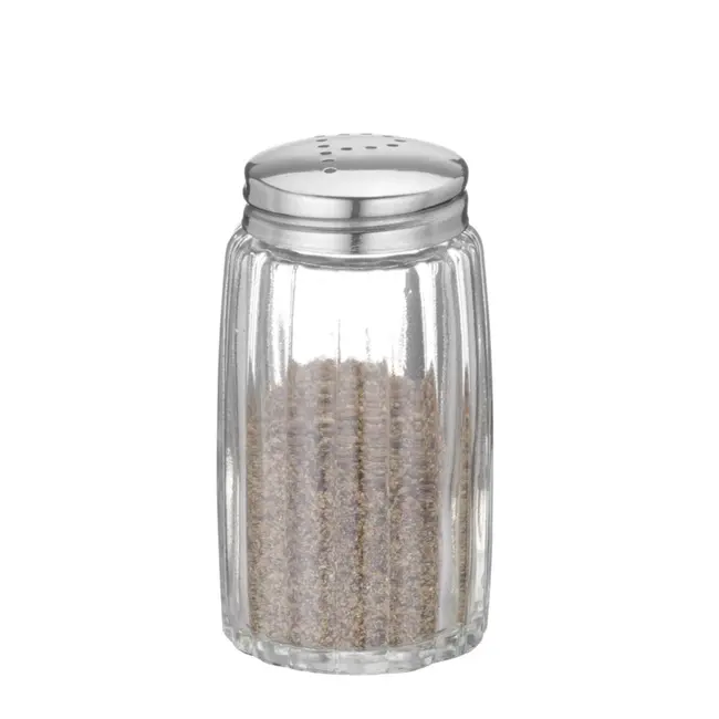 HENDI Peperstrooier set – glas en roestvrij staal – vaatwasmachinebestendig – 6 stuks