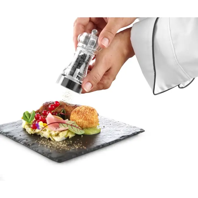 HENDI Transparante pepermolen – keramisch maalmechanisme – instelbare maalgraad – 180 mm