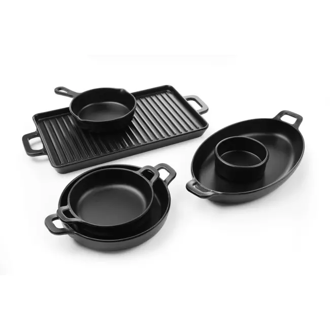 Fine Dine Mini ovale pan – vaatwasmachinebestendig – zwart – 263x140x37 mm