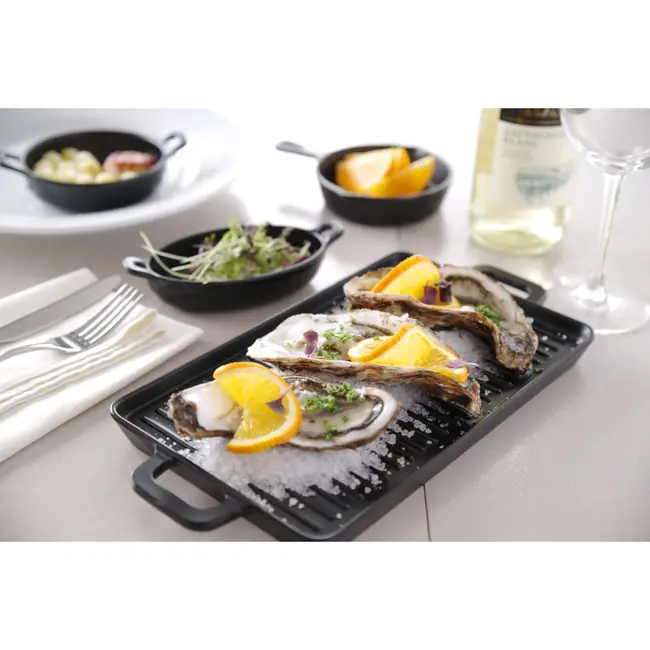 HENDI Mini grillpan – compact ontwerp – vaatwasserbestendig – zwart – 320x162x20 mm