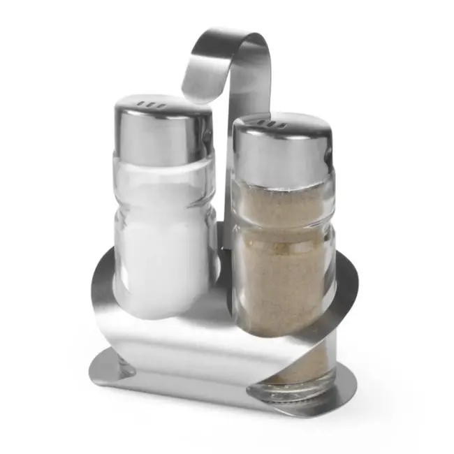 HENDI Peper- en zoutstel – mat roestvrij staal – 2-delig – compact formaat