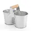 HENDI Dubbele emmer – Gegalvaniseerd staal – Houten handgreep – Rustieke uitstraling – 190x95x90 mm