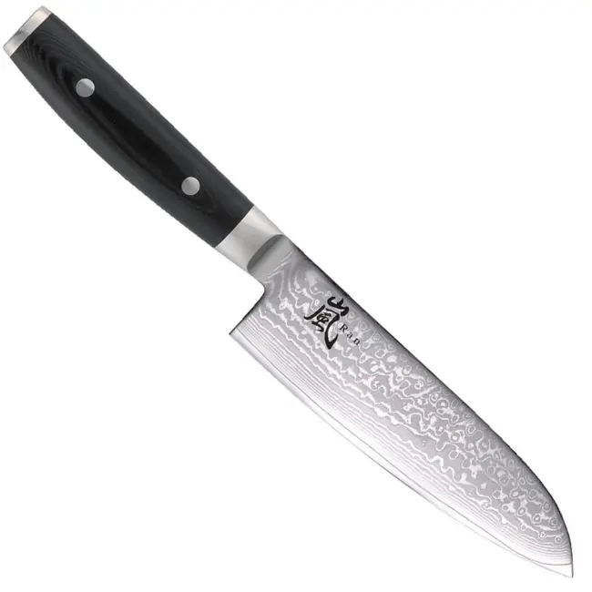 Yaxell Ran Messenset – Giftset – 3-delig – Messenlijper met Santoku Mes 16,5 cm en Universeelmes 12 cm - 69 Lagen Damaststaal – VG10 Staal – 61 HRC – Canvas-Micarta Heft