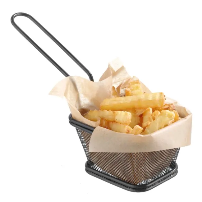 HENDI Mini frituurmandjes – stapelbaar – matzwart – 130x115x80 mm