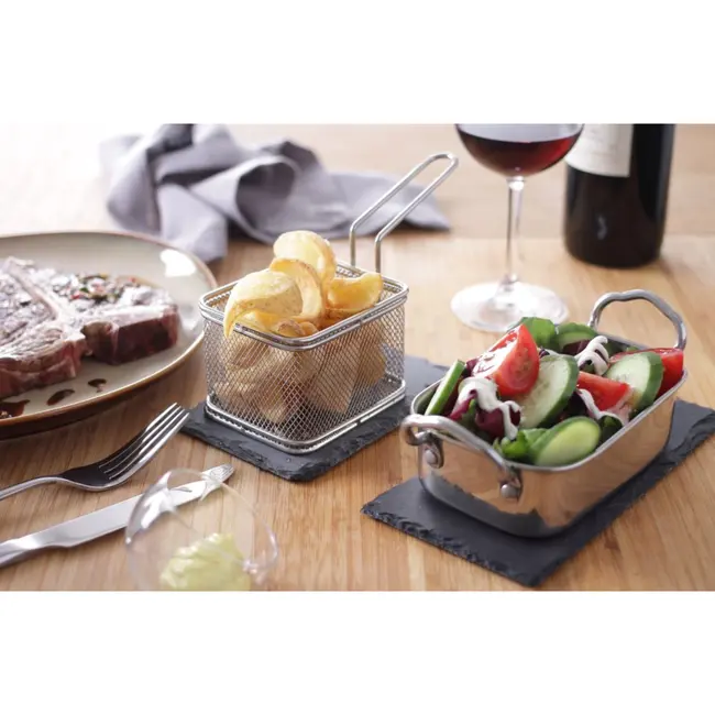 HENDI Mini frituurmandjes – roestvrij staal – vaatwasserbestendig – 100x80x75 mm