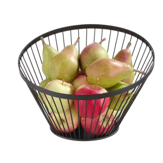 HENDI Fruitkorf – Schuin Ontwerp – Matzwarte Poedercoating – ⌀300x(H)205mm