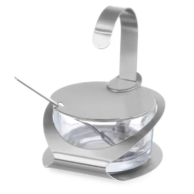 HENDI Kaasbakje met glazen bakje en roestvast stalen lepel – ⌀130x90 mm