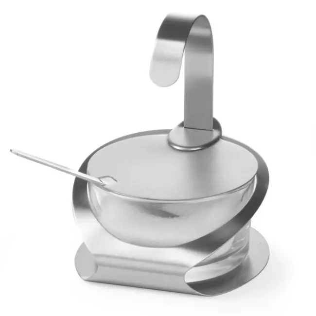 HENDI Kaasbakje met glazen bakje en roestvast stalen lepel – ⌀130x90 mm