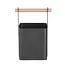 HENDI Bestek caddy – matzwarte poedercoating – houten handvat – 140x105x190 mm