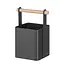 HENDI Bestek caddy – matzwarte poedercoating – houten handvat – 140x105x190 mm