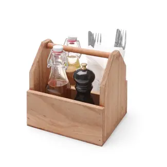 HENDI Bestek caddy – Hout – Twee compartimenten – Groot handvat – 190x160x200 mm