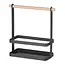 HENDI Bestek caddy – matzwarte poedercoating – houten handvat – 230x100x240 mm