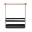 HENDI Bestek caddy – matzwarte poedercoating – houten handvat – 230x100x240 mm
