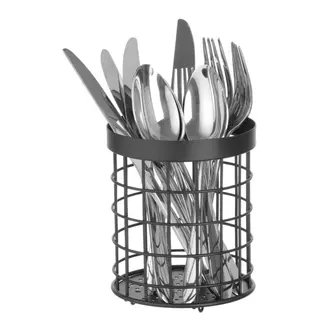 HENDI Bestekhouder – matzwarte poedercoating – Ø125x(H)145mm – metaal – roestvast staal