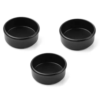 HENDI Boter- en sauskommetjes – set van 3 – zwart – vaatwasserbestendig – ⌀80x30 mm