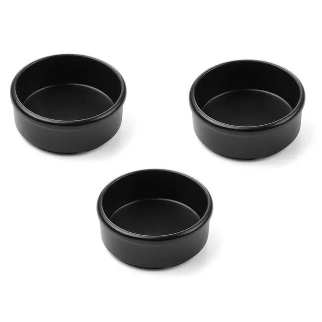 HENDI Boter- en sauskommetjes – set van 3 – zwart – vaatwasserbestendig – ⌀80x30 mm