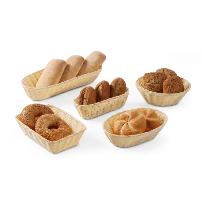 HENDI Ovaal broodmandje – breukvast poly-rotan – vaatwasmachinebestendig – 225x130x55 mm