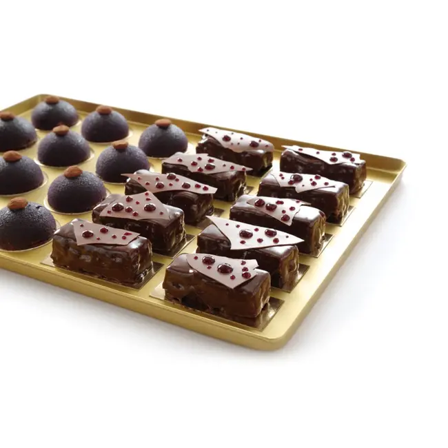 HENDI Displaytray voor zoetwaren – Aluminium – Lichtgewicht – Elegant ontwerp – 600x400x20 mm